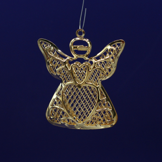 Závěsný vánoční ornament – Zlatý anděl s filigránovým vzorem